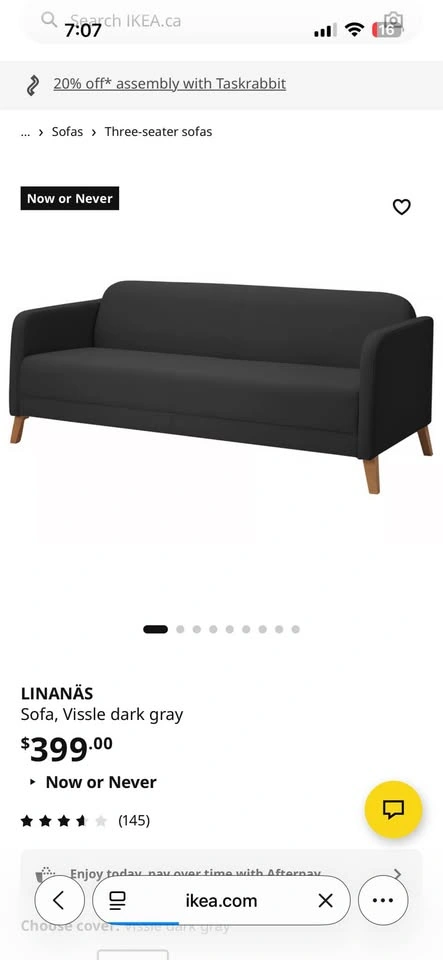 IKEA LINANÄS Sofa - Dark Grey - photo 3