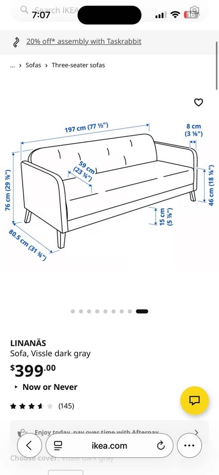 IKEA LINANÄS Sofa - Dark Grey - photo 4