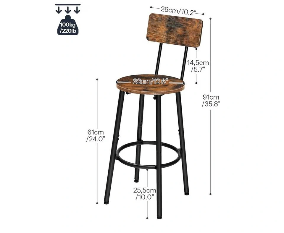 Rustic brown 4x bar stools - photo 3