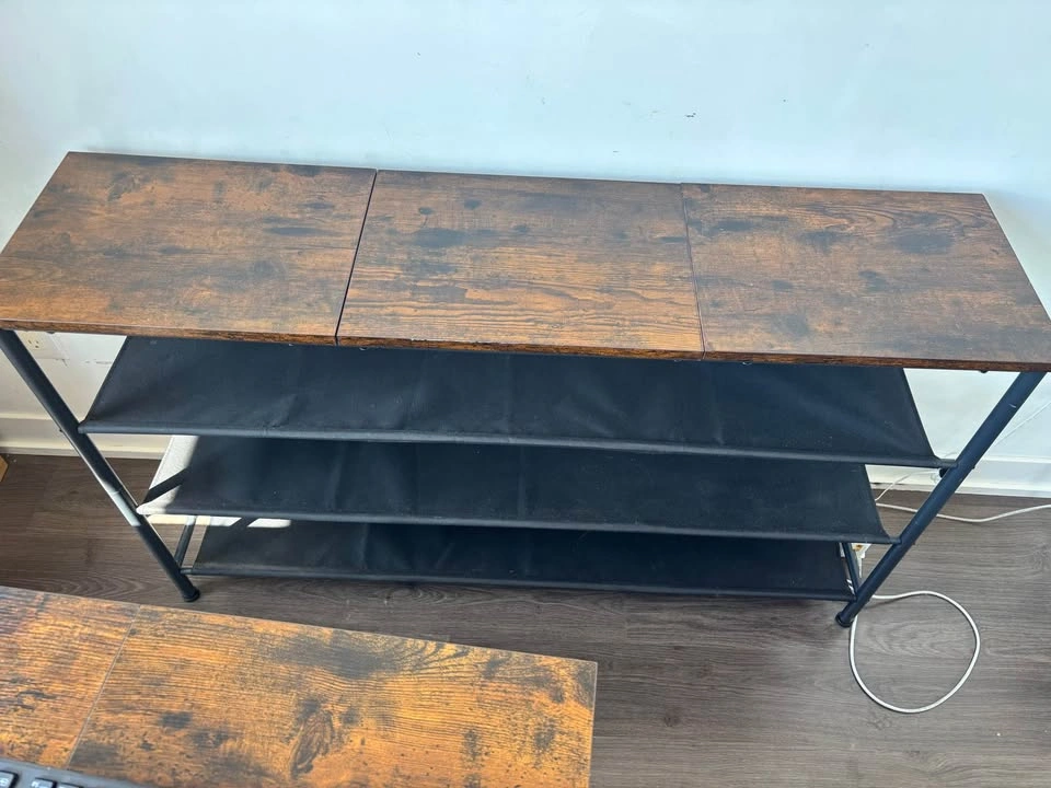 Rustic Brown 4 Tier Shoe Rack Storage (Long)