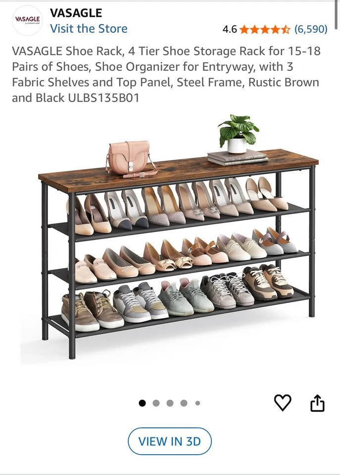 Rustic Brown 4 Tier Shoe Rack Storage (Long) - photo 2