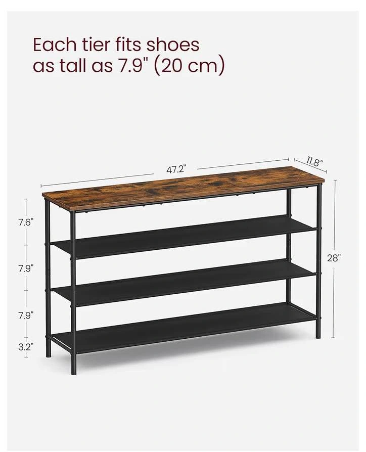 Rustic Brown 4 Tier Shoe Rack Storage (Long) - photo 3