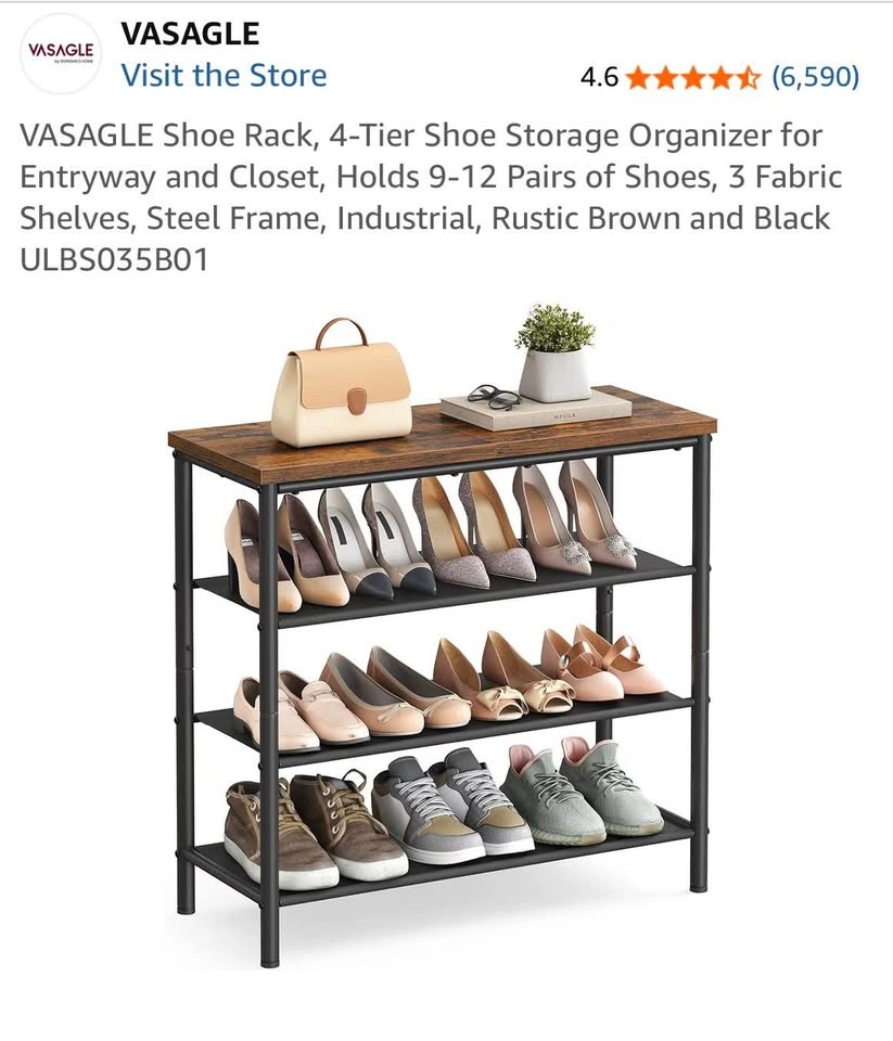 Rustic brown shoe rack storage - photo 2
