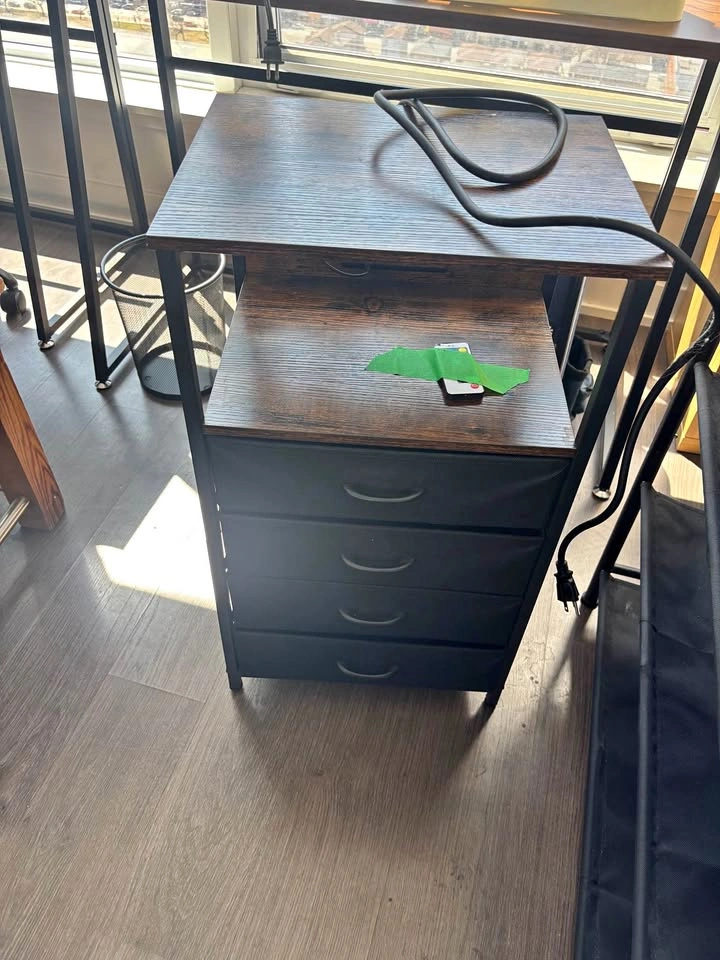 Rustic Brown Nightstand with power