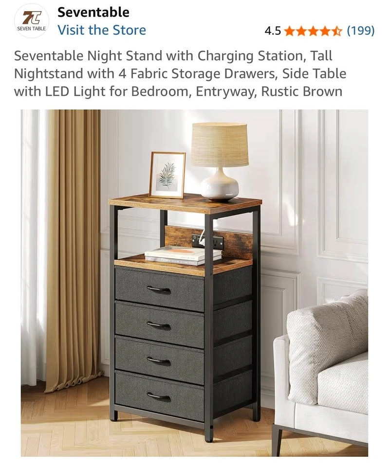Rustic Brown Nightstand with power - photo 2