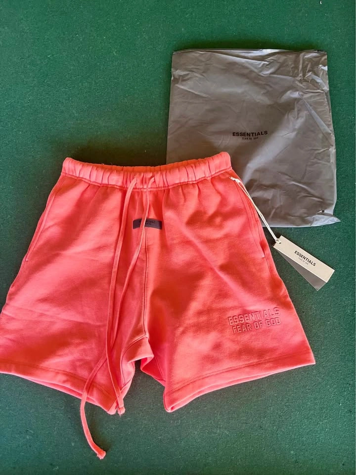 FOG Essentials "coral" fleece shorts
