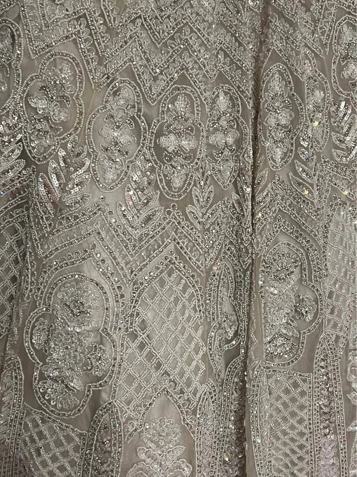 Pure White Hand-Beaded Bridal Lehenga - Indian Wedding Dress - photo 3