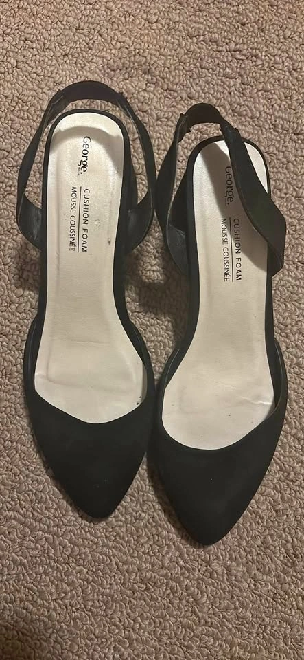 George Black Block Heel Slingback Pumps Size 8