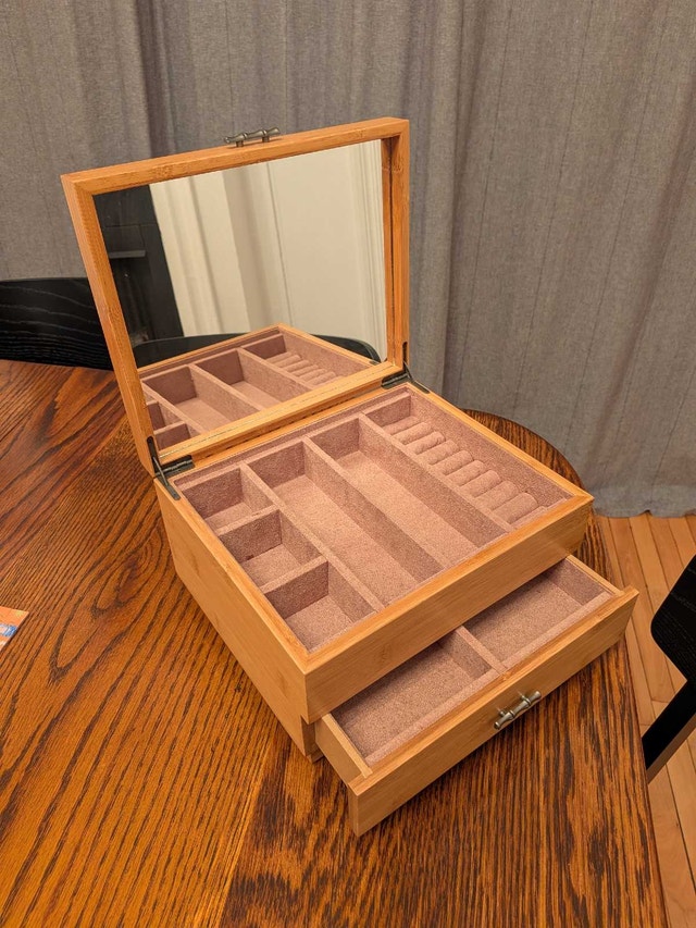 Wooden Jewelry Box with Drawer and Mirror - photo 2