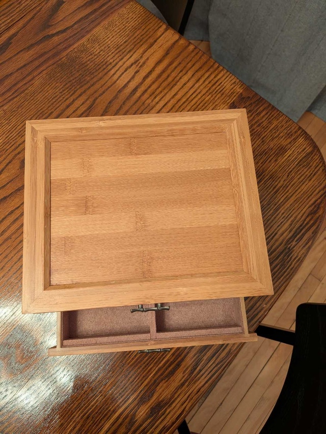 Wooden Jewelry Box with Drawer and Mirror - photo 3