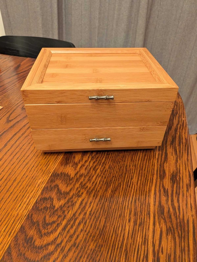 Wooden Jewelry Box with Drawer and Mirror - photo 4