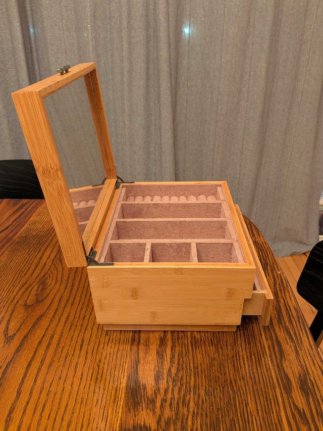 Wooden Jewelry Box with Drawer and Mirror - photo 5