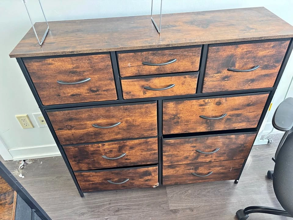 Rustic brown 10 draw dresser