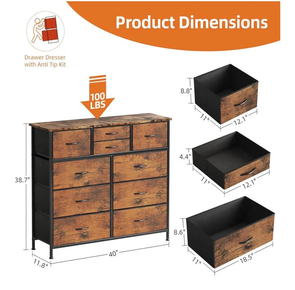Rustic brown 10 draw dresser - photo 4