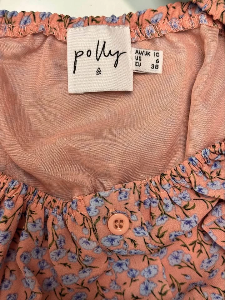 Princess Polly Pink Floral Mini Dress - Square Neck Buttons Cott - photo 2