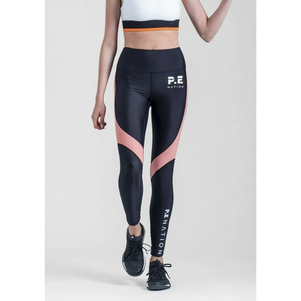 P.E NATION The Chasse Logo Black Salmon Color Leggings Yoga Pant - photo 3