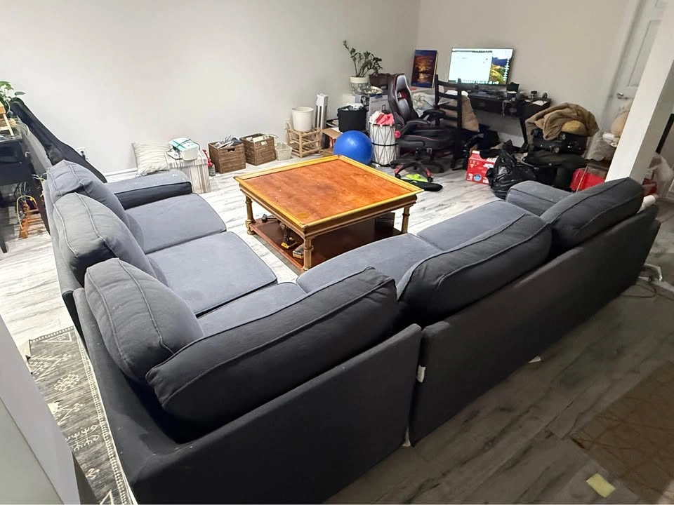 IKEA Dark Grey L-Shaped Sectional Sofa - photo 5