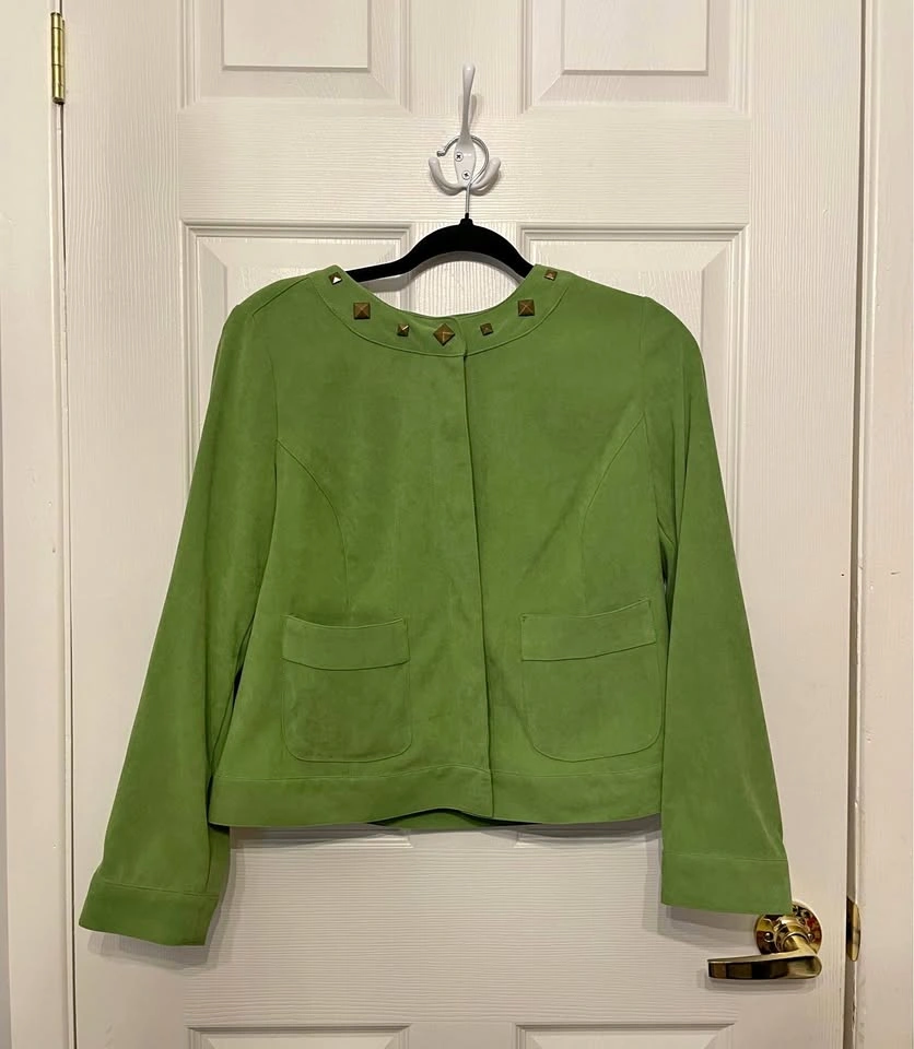 Vintage Sagharbor Green Suede Jacket, M (petite)
