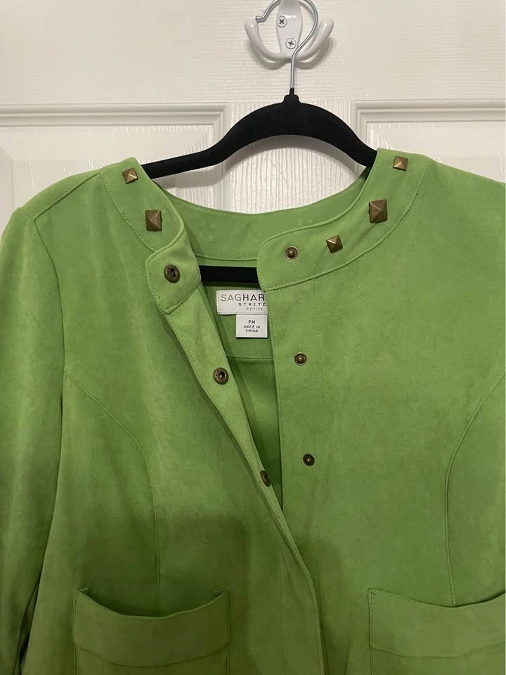 Vintage Sagharbor Green Suede Jacket, M (petite) - photo 3