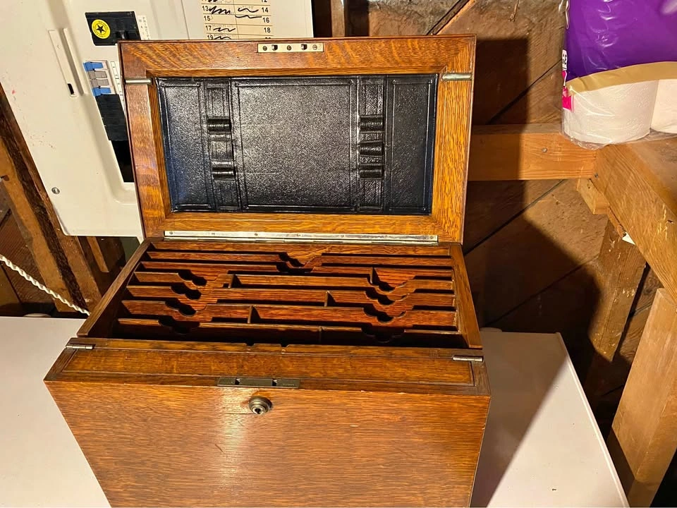 Antique Oak Filing Box