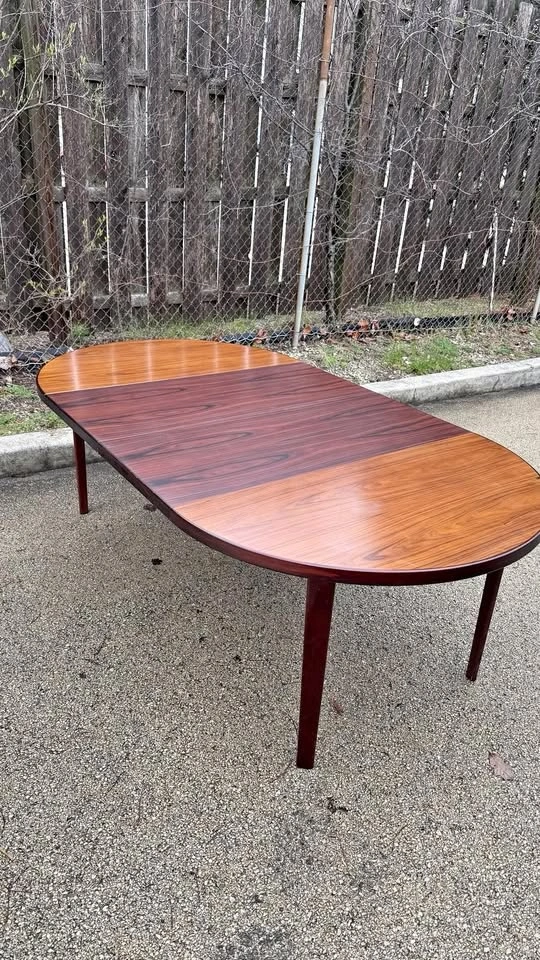 Vintage Danish Modern Expandable Oval Dining Table