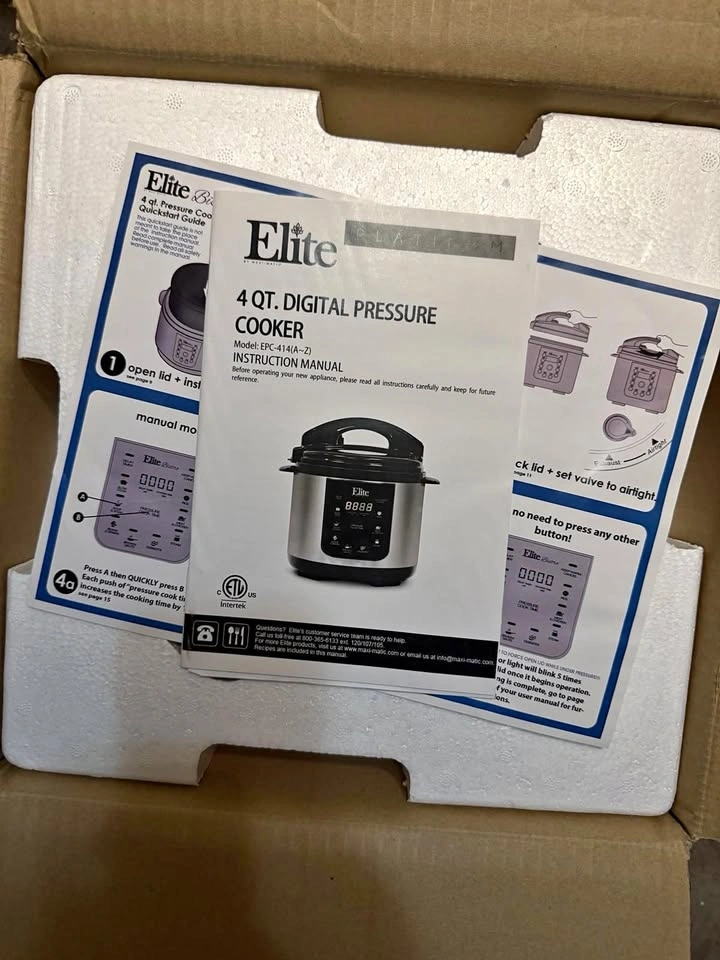 Elite by Maxi-Matic 4 Qt Digital Pressure Cooker EPC-414A – New