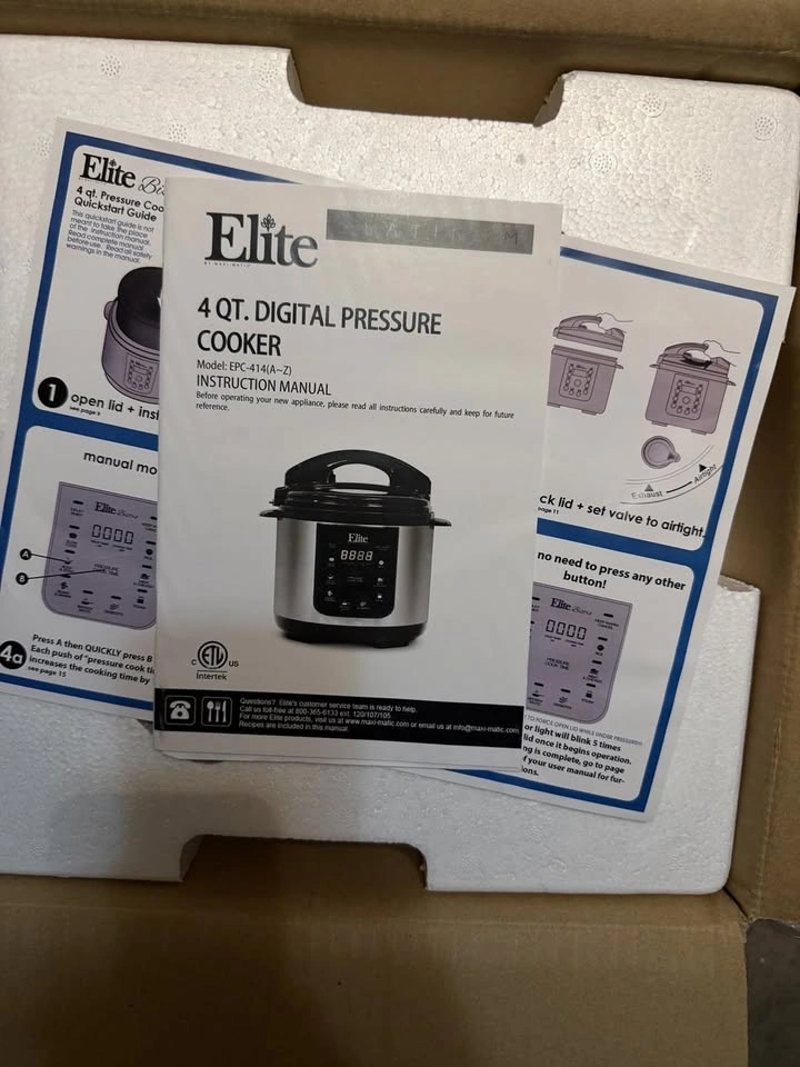 Elite by Maxi-Matic 4 Qt Digital Pressure Cooker EPC-414A – New - photo 2
