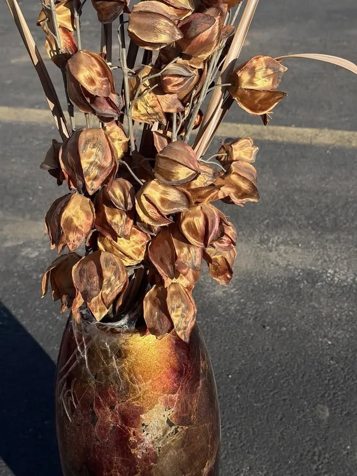 Tall Decorative Floor Vase w/ Artificial Floral Arrangement Brow - photo 3