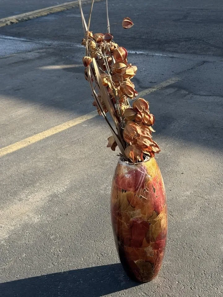 Tall Decorative Floor Vase w/ Artificial Floral Arrangement Brow - photo 5