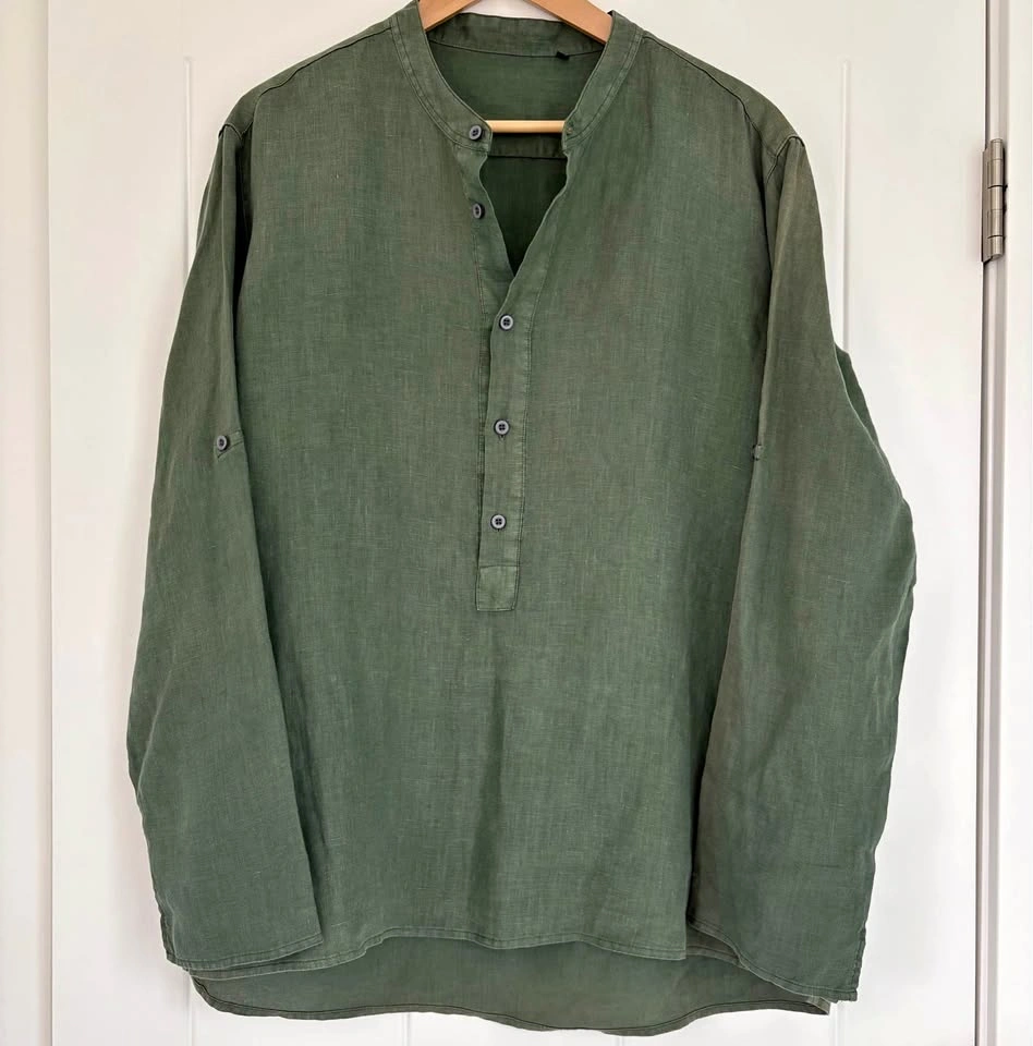 100% Linen XXL Tunic Top Green