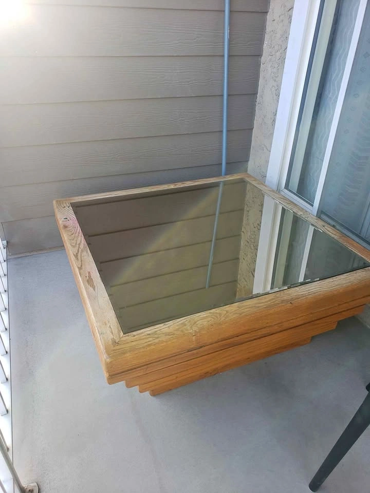 Square Wood Coffee Table With Mirror Top
