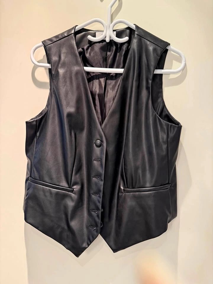Faux leather vest ladies