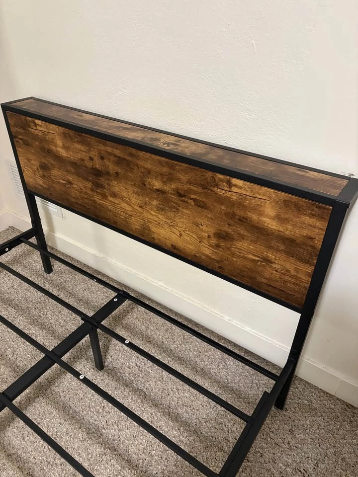 Full Metal Platform Bed Frame w/ Wood Headboard + Optional Mattr - photo 3