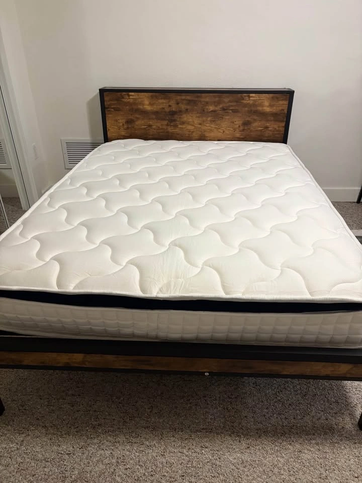 Full Metal Platform Bed Frame w/ Wood Headboard + Optional Mattr - photo 4