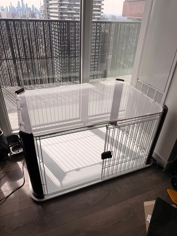 IRIS Dog Crate/playpen with Mesh Roof - Large - Brown