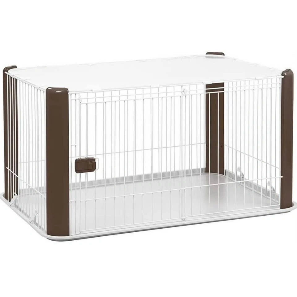 IRIS Dog Crate/playpen with Mesh Roof - Large - Brown - photo 2