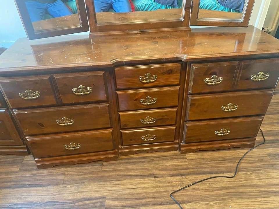 Vintage solid wood bedroom set.