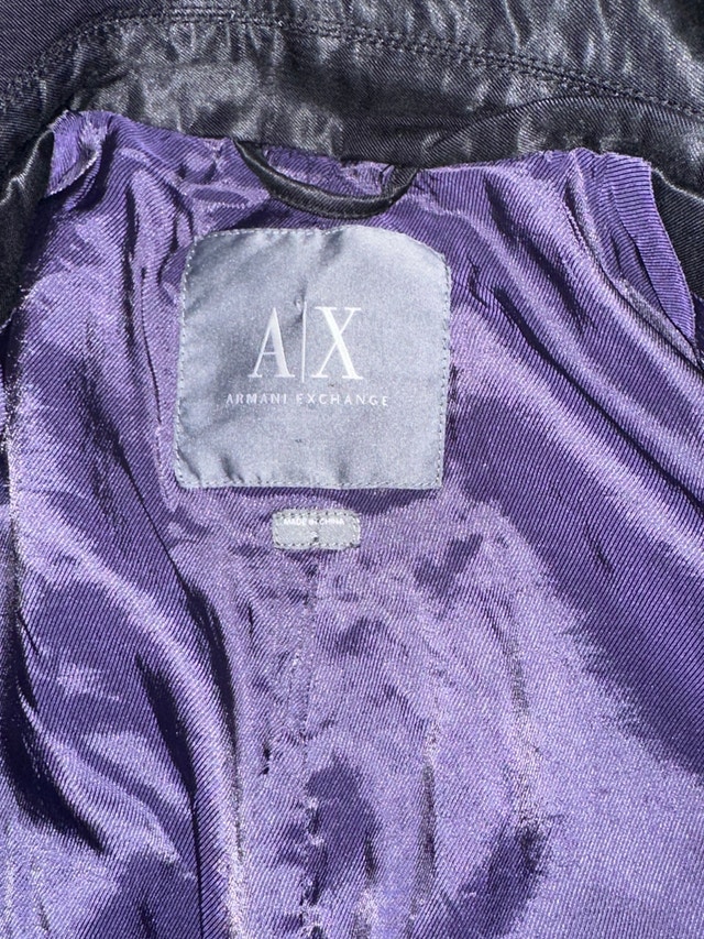 Armani exchange trench coat black nylon with purple lining - photo 4