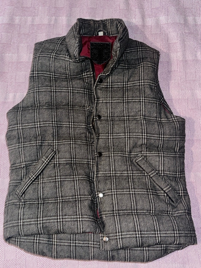 Grey Plaid Vest - Size Medium