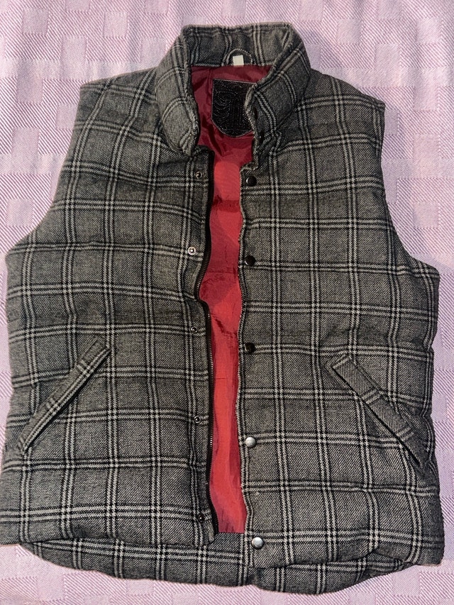 Grey Plaid Vest - Size Medium - photo 2