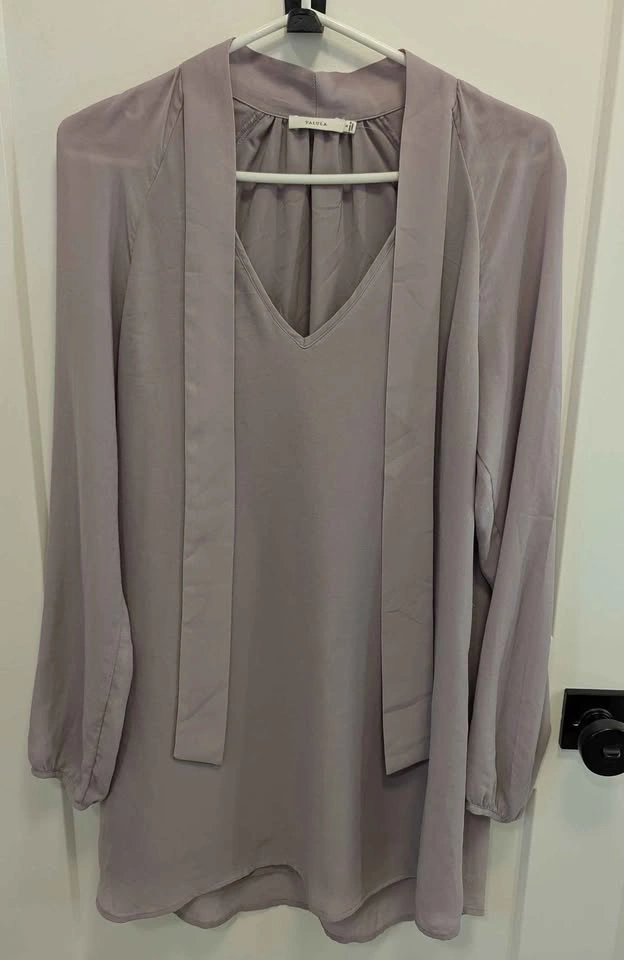Talula Mauve Long Sleeve V-Neck Shift Dress - Size S - photo 2