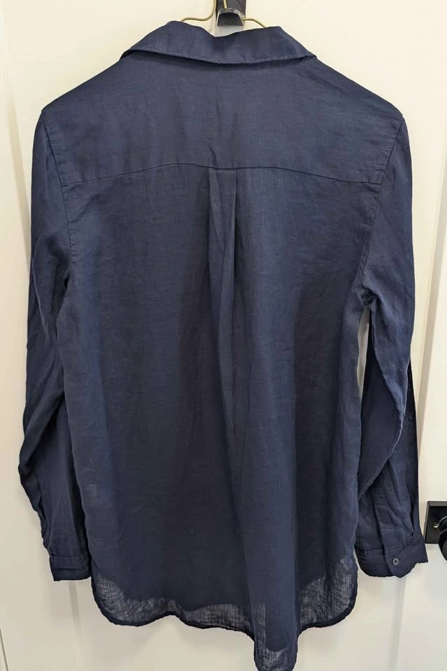 GAP Navy Linen Blend Blouse - Lightweight Relaxed Fit - photo 4