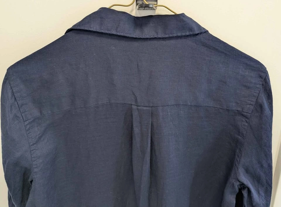 GAP Navy Linen Blend Blouse - Lightweight Relaxed Fit - photo 5