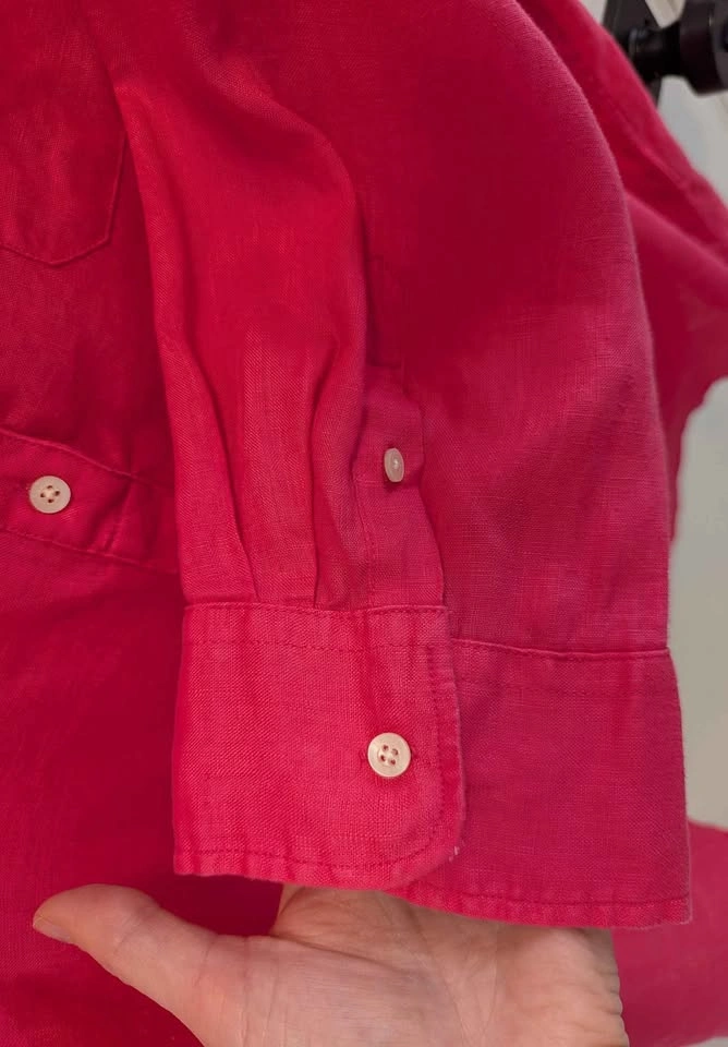Lauren Ralph Lauren Pink Linen Blouse Button Front Summer Top XL - photo 5