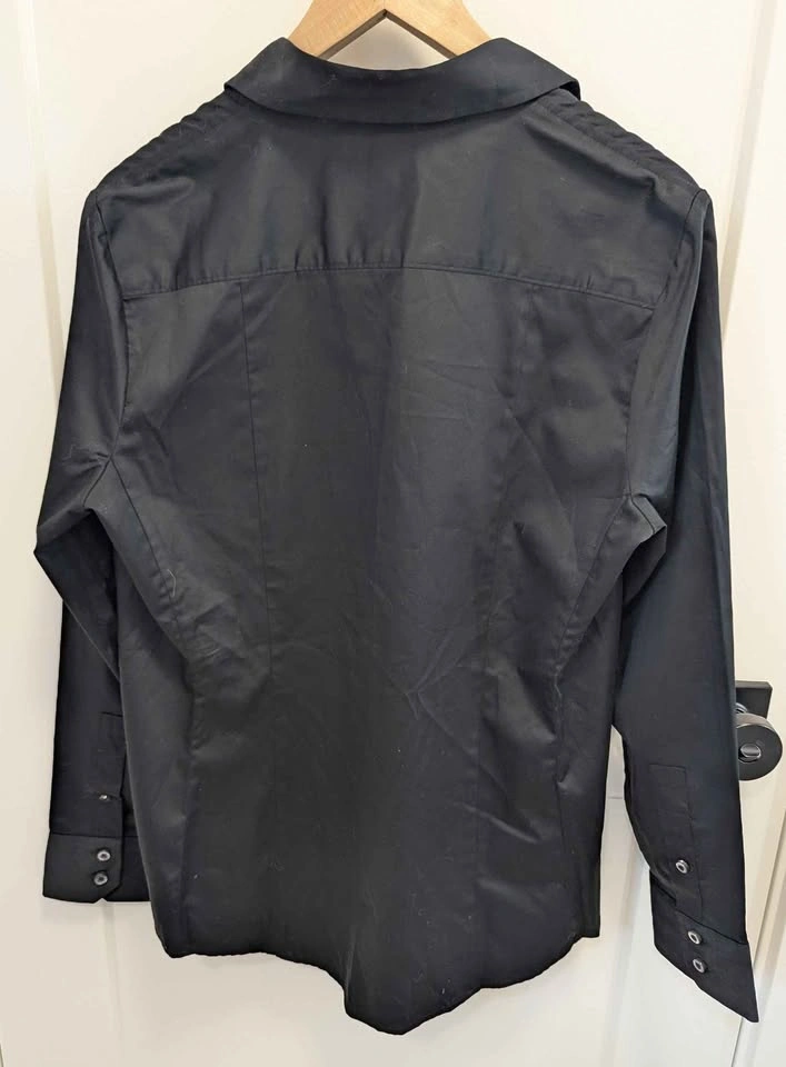 Banana Republic Black Button-Up Blouse Classic Long Sleeve XL - photo 4