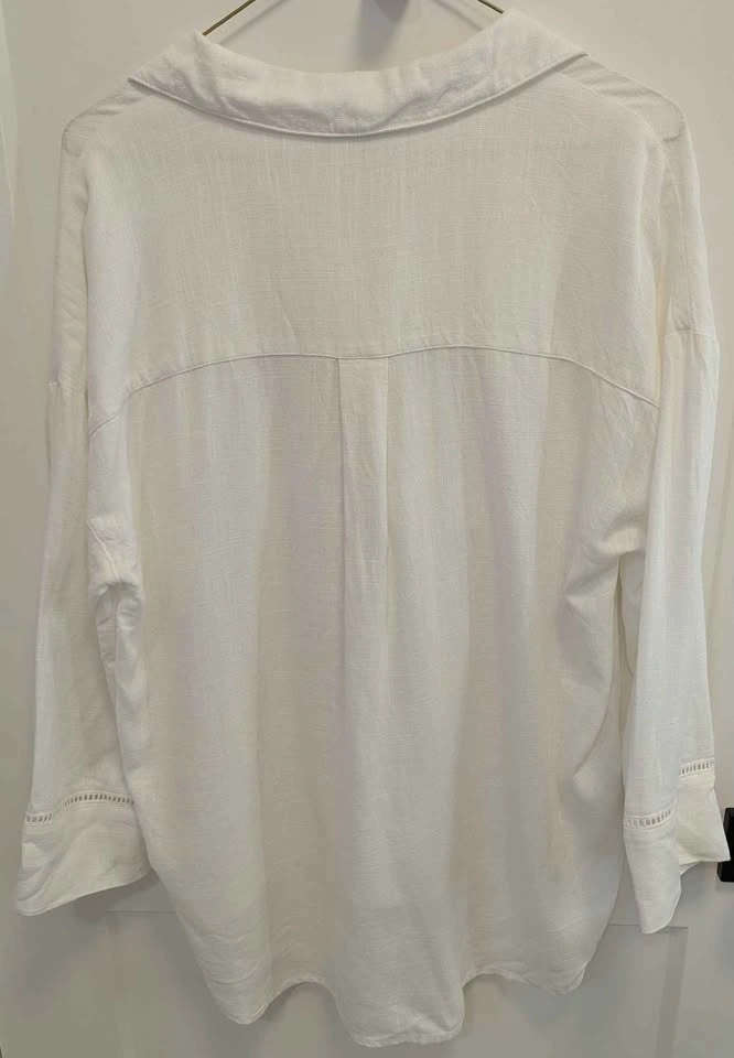 Melanie Lyne White Linen Blend Blouse - Size 6 - photo 5