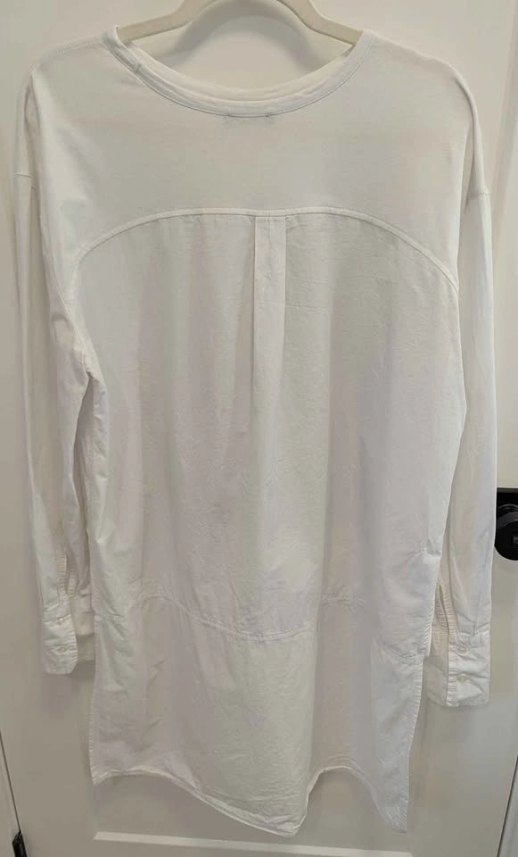 Zara Oversized Graphic Blouse/Tee White Black Art Print Long Sle - photo 4