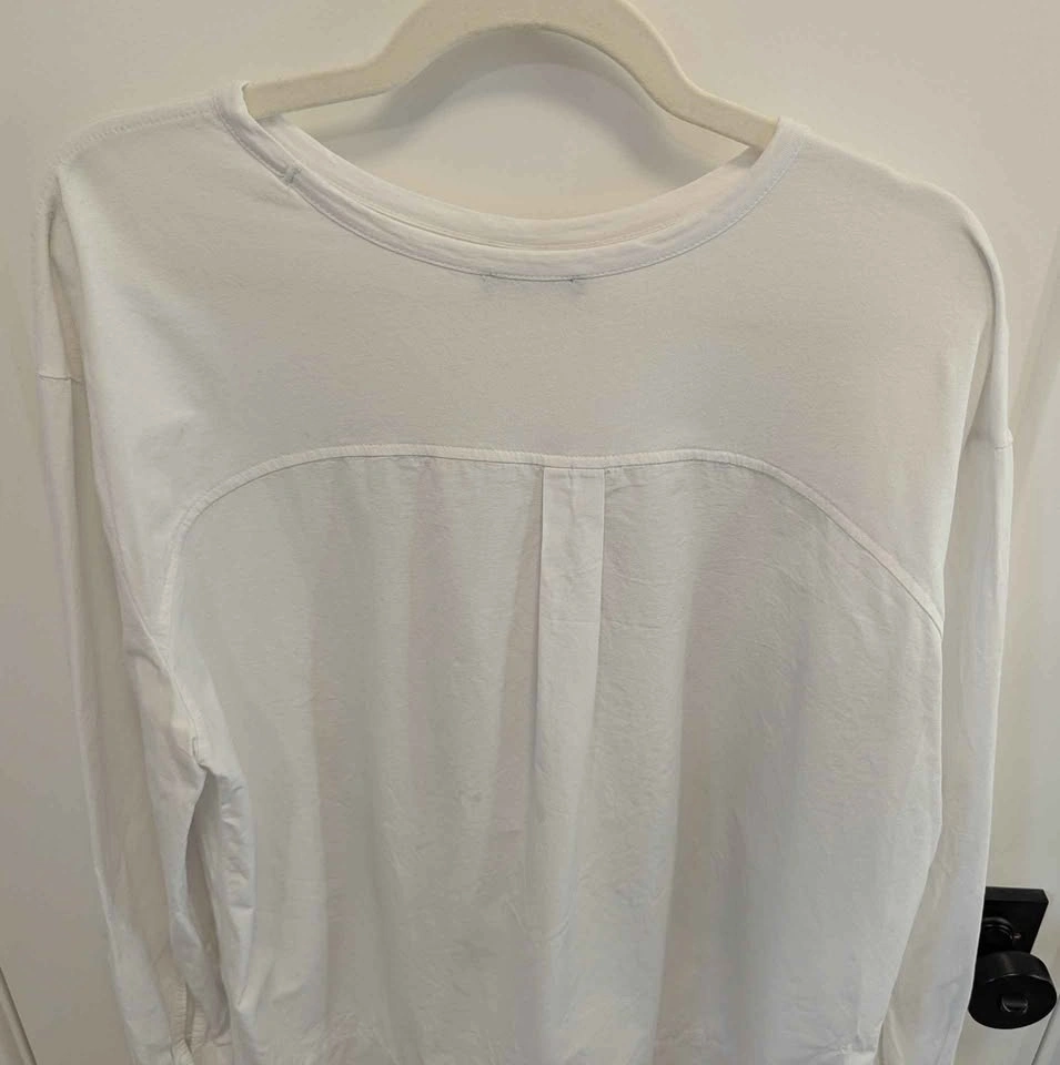 Zara Oversized Graphic Blouse/Tee White Black Art Print Long Sle - photo 5