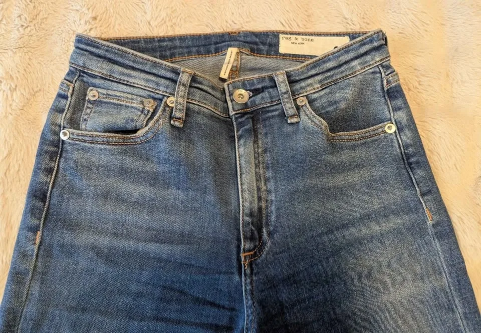 Rag & Bone Medium Wash Skinny Jeans High Rise Premium Denim - photo 3
