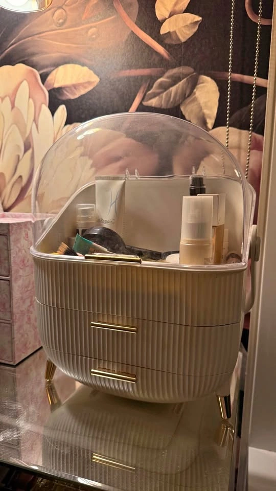 Makeup Organizer with Drawers & Dome Lid